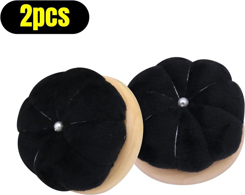 Uxney Pin Cushion,Wooden Sewing Pin Cushion Pincushion Needle Cushion for Sewing Quilting Needlework DIY Crafts(Black,2 PCS) - Image 3